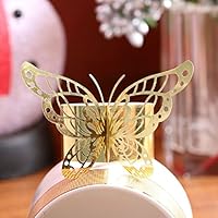 The Crafty Owl Gold or Silver Laser Cut Paper Butterfly Napkin Rings Wedding Party Table Decoration - 24 Pieces (Gold)