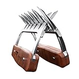 Metal meat claws - Stainless steel- BBQ chicken,Pork Pullers Paws with durable wooden handles - Meat Shredding Forks and Hooks for Lifting, Handling, Shred Roasts and Briskets (2PCS)