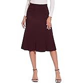 ZXIHZF Women Elegant Knee Length Flared Skirt for Office and Casual