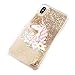 uCOLOR Unicorn Floral Glitter Case Compatible for iPhone Xs Max Gold Waterfall Liquid Sparkling Quicksand Clear Protective Case Compatible for iPhone Xs Max(6.5