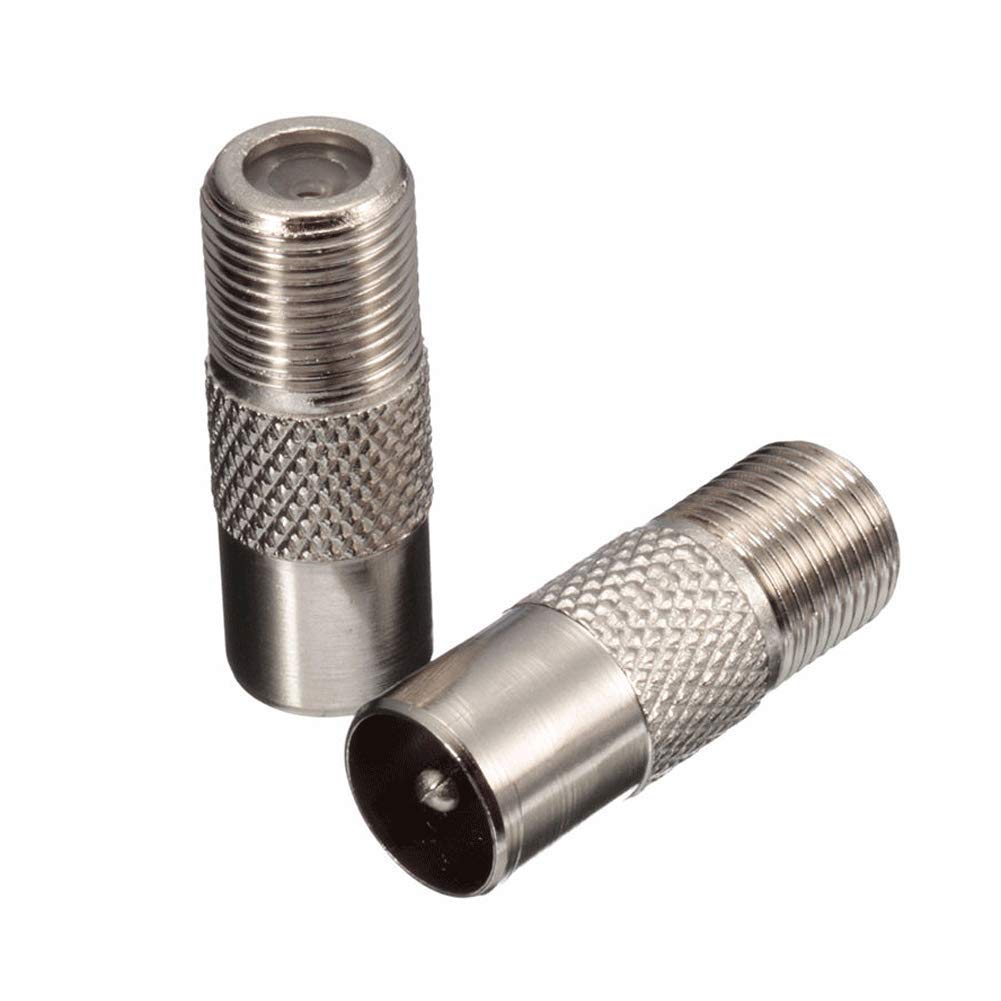 2 Pack F Type Screw Connector Socket F-Connectors Adaptor Satellite to RF Coax Aerial Male Adapter Converter