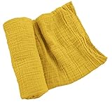 100% Cotton Muslin Swaddle Blanket (Mustard)