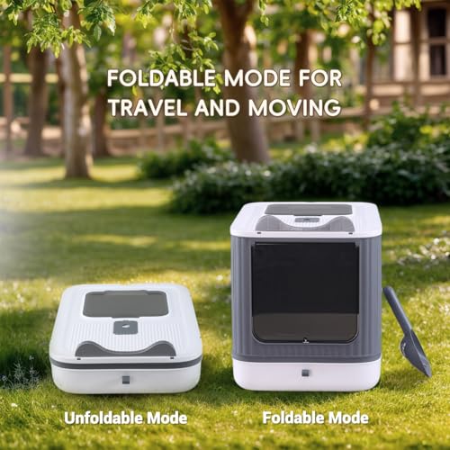 Upgraded Fully Enclosed Cat Litter Box with Lid, Covered Cat Box Enclosure, Anti-Splashing Easy to Clean Kitty Litter Boxes with Drawer, 3 Modes can Use from Kitten to Adult