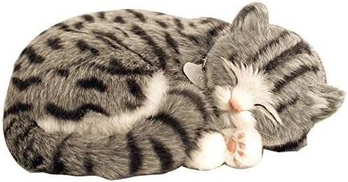 Perfect Petzzz Gray Tabby Cat Lifelike Stuffed Animal w/ Carrier Bed &amp; Brush