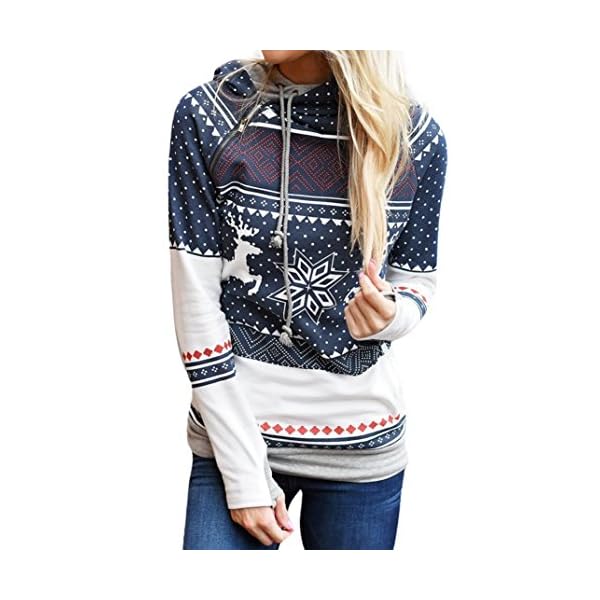 Forthery Christmas Ugly Sweatshirts, Women's Casual Long Sleeve Zip Hoodies Sweatshirts