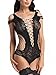 Amoretu Womens Lingerie One Piece Hollow Out Fishnet Teddy Bodysuit