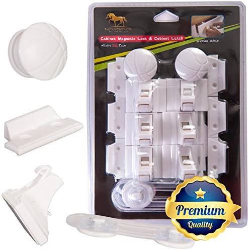 FantasyProducts- Baby Safety Magnetic Locks set For Cabinet &amp; Drawer- 6 Locks 2 Keys 3 Latches- Extra 3m Tapes For Baby Proofing- Easy Installation- Drill &amp;Tool Free- 100% Money Back Guarantee