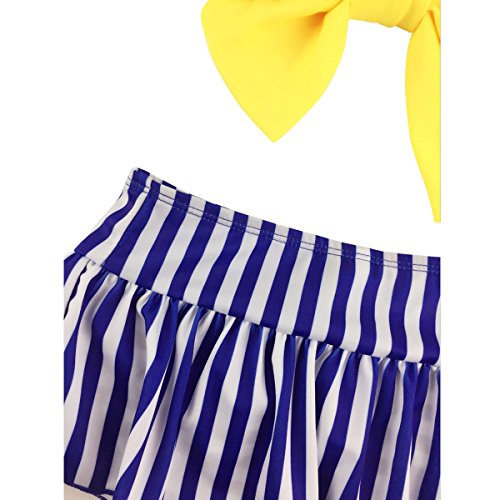 Jastore Baby Girls Big Bowknot Stripe 2 Pieces Swimwear Swimsuits Beach Wear (2T, Yellow) - Thumbnail 4