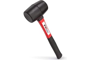 YIYITOOLS YY-2-005 Rubber Mallet Hammer with Fiberglass Handle–16-oz, Black