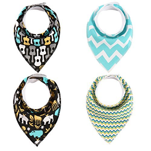 Baby Bandana Drool Bibs Organic with Snaps for Drooling and Teething, Fanbiz 4 Pack Bibs for Toddlers,Baby Bibs Set, Bibs and Burp Cloths,Baby Gift Set for Newborn(006)