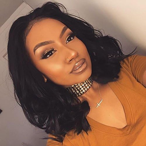 SHANELL Hair Lace Front Wigs Brazilian Virgin Human Hair Glueless Short Bob Human Hair Wigs Wave Wavy With Baby Hair For Black Women 10inch Short Loose Wave Curly Wavy Lace Wigs