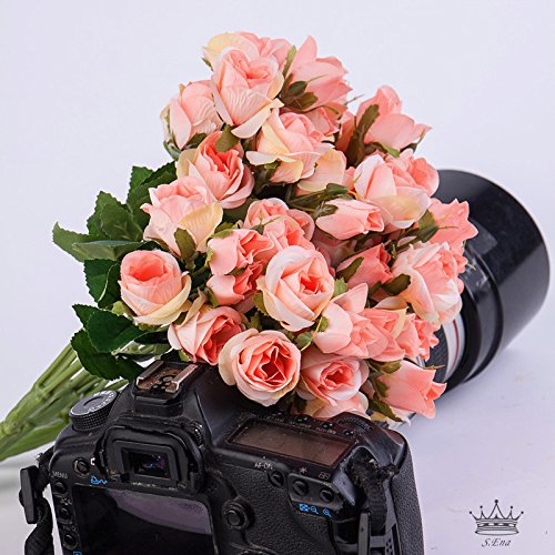 S.ena, 5 branch 15 heads artificial silk fake flowers l…