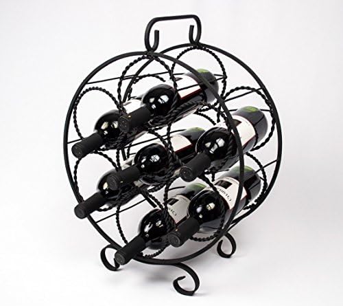 Black Round Iron Wine Holder for Seven Bottles