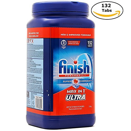 Mega Value! Finish Max In 1 Powerball 132 Tabs, Dishwasher Detergent Tablets (Plastic Container Packaging)