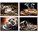 Artisweet Canvas Prints Picture Sensations Framed Waterproof 4-Panel l Hot Coffee Coffee Beans Canvas Art