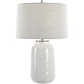 Uttermost Odawa Coastal Ceramic Table Lamp with Fabric Shade in Off White/Nickel