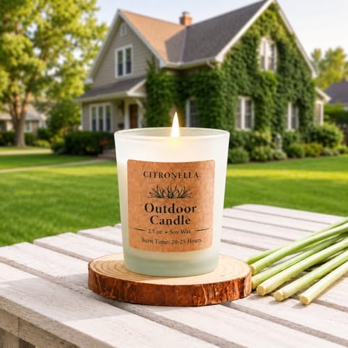 Yinuo Mirror Citronella Scented Candles, 12 x 70 g Citronella Candle Outdoor, Natural Soy Wax and Oils, Summer Fragrance Citronella Candle for Outdoor Use / Garden / Camping / Picnic