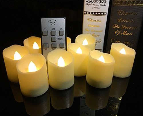 Led Candles with Remote and Timer Set of 9 Warm White Flameless Candles CR2450 Battery Operated Pillar Votives Tea Light Flicker for windows , Indoor Outdoor Party ,Home Decorations, Last Up 200 Hours