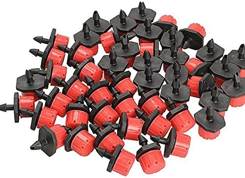 KitsPro 50 Pcs 360 Degree Adjustable Irrigation Drippers Sprinklers Emitter Drip System for 1/4'' Barb