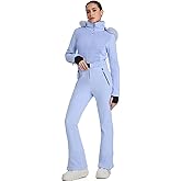 YEEFINE Women's One Piece Ski Suit Waterproof Snowsuits Insulated Snowboard Snow Suits Jacket Outfits Slim Fit Jumpsuits