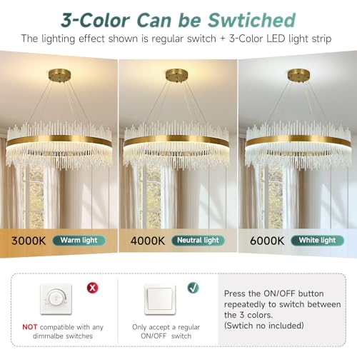 Modern Gold Crystal Chandelier Pendant Light, Dimmable Luxury Crystal Round Lamp, for Living Room, Dining Room, Bedroom, Restaurant, Φ80cm