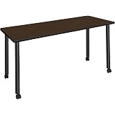 Regency Kee 66 x 24 in. Mobile Training Seminar Table- Neo Walnut Top, Black Legs