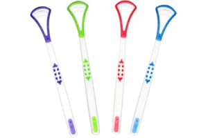 Tongue Scraper Tongue Brush Cleaner Double-Sided Design Keep Fresh Breath 4 Colors 4 Pcs