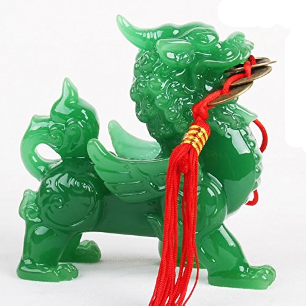 Feng Shui Green Pi Yao/Pi Xiu Wealth Porsperity Statue + Free