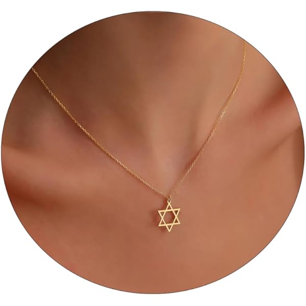 Star Of Israel Necklace 14K Gold Plated Star Of David Choker