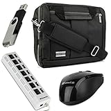 Jet Black El Prado Backpack and Messenger Bag for Microsoft Surface Book 13.5 & Surface Pro 4 14 inch Laptops + USB Mouse + 4GB Thumbdrive + 7 Port USB Hub