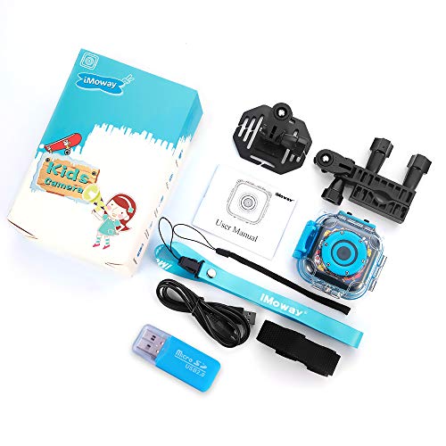 Kids Camera, iMoway Waterproof Video Cameras for Kids HD 1080P Kids Digital Cameras Camcorder with 16GB Memory Card and Card Reader (Blue) - Thumbnail 7