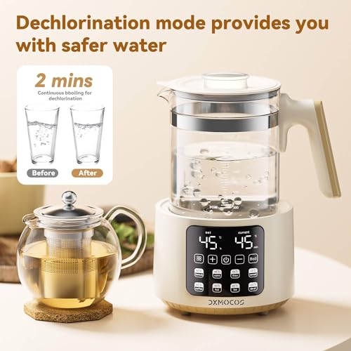 Dxmocos Electric Kettle with Temperature Control, 1.5L Large Capacity Stainless Steel Water Boiler, 40°C to 100°C Adjustable, 72H Keep Warm, Type G Plug, Kettle for Coffee, Tea, Milk Powder