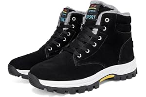 Fenlogft Unisex Winter Snow Boots, Waterproof Anti-Slip Fur Lined Warm Hiking Sneakers Shoes, Outdoor Trekking Backpacking Ca