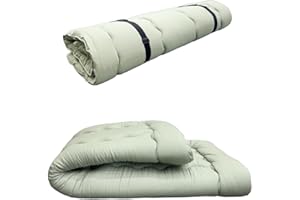 imflmats Japanese Futon Mattress, Foldable Floor Bed 80x60x3 Inches, 25D High Density Foam, Easy Clean Portable with Straps for Camping Guest Bed Dorm Home, Tatami Mat, Green