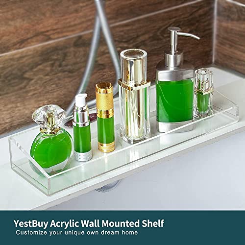 YestBuy Acrylic Floating Wall Display Shelves，3 Pack Clear Bathroom