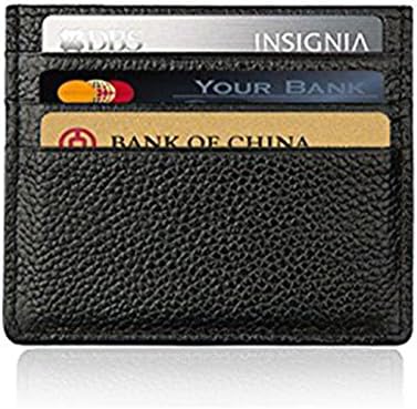 Nakcase Slim Leather Wallet Credit Card Case Sleeve Card Holder Super Thine 6 Card Slots (Black)