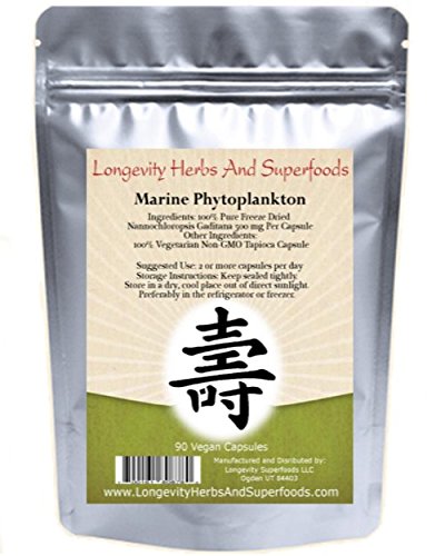 Marine Phytoplankton Powder Capsules Raw Omega 3 EPA Vegan ATP Energy Superfood (90 Vegan Capsules)