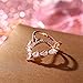 KAVANI Rose Gold Cubic Zirconia Ring CZ V Ring Open Adjustable Heart Princess Ring for Women