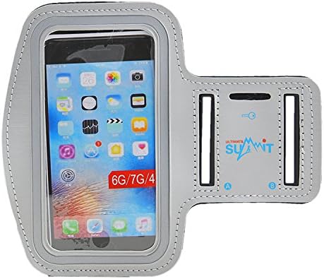 Touch ID Access for iPhone 7, 6, 6S (4.7") Running Armband with Key Holder and Screen Protector also compatible with Galaxy S3/S4, iPhone 5/5C/5S (Gray)