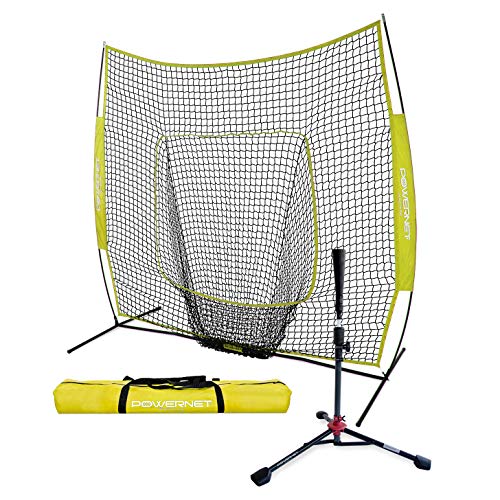 Baseball Softball Practice Net 7x7 with Deluxe Tee (Yellow