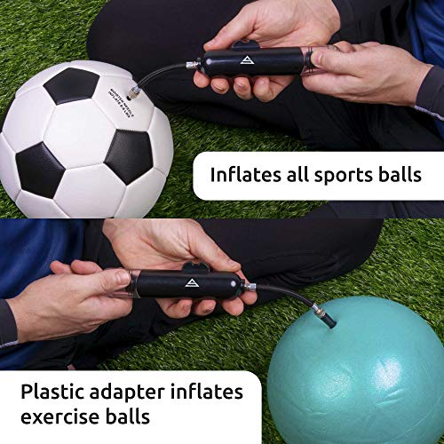 Sports Stable Dual Action Ball Pump Comes with 5 Standard Needles and 2 Plastic Yoga Ball Adaptors for Your Football, Basketball, Soccerball, Pilates Ball, Volleyball, Handball, Yoga Ball