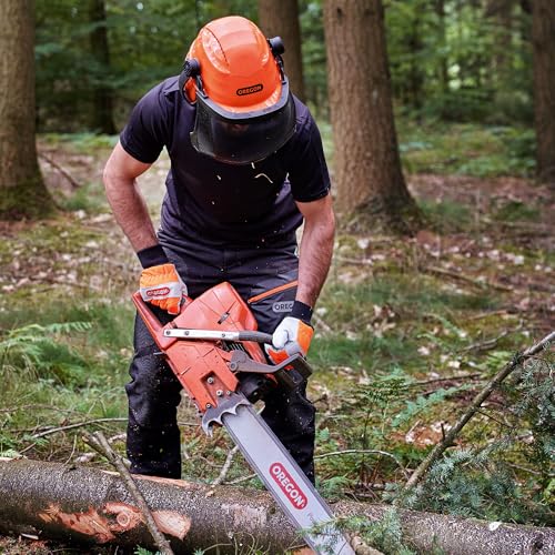 OREGON Yukon Chainsaw Safety Helmet with Protective Ear Muff and Mesh Visor (562412) , Black
