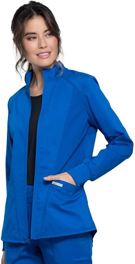 CHEROKEE Workwear WW Revolution Zip Front High-Low Jacket WW301: Clothing
