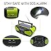 Emergency Weather Crank Solar Radio with Audio Input, 4000mAh Power Bank, 3W Flashlight, Reading Lamp & SOS Alarm for Hurricanes, Tornadoes, Storms (Green)