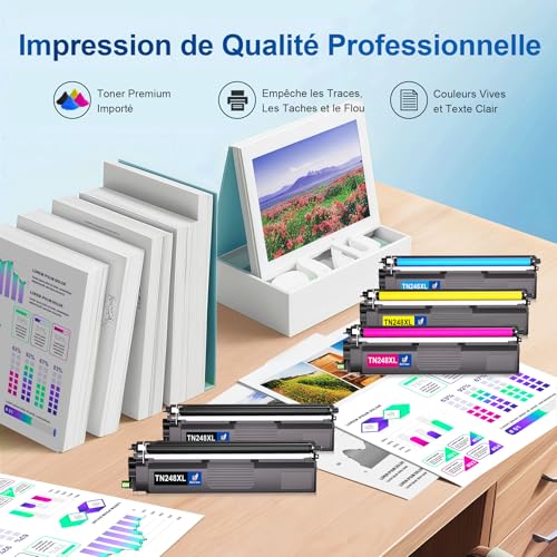 TN248XL TN248 Compatible pour Toner Brother DCP-L3560CDW Toner Brother HL-L3240CDW Toner MFC-L8390CDW MFC-L3760CDW TN 248XL TN-248XL TN 248 Toner DCP L3560CDW DCP-L3520CDW MFC-L3740CDWE 5-Pack