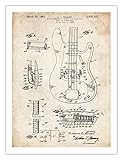 FENDER PRECISION BASS GUITAR POSTER 1961 US Patent Art Print Vintage Reproduction Gift Pbass, 18 by 24 inches
