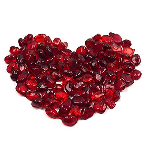 OMEM Aquarium Stone Decorations Big Red Glass Crystal Stone, Aquarium Fish Tank Gravel Decorations,Gravel Pebble,Aquarium Decor (A Pack of 200, Red)