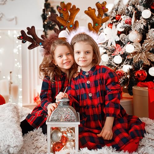 FUTUREPLUSX 2PCS Reindeer Antler Headbands, Christmas Reindeer Headband for Adults Kids Reindeer Ears Antler Hairband for Christmas Costume Party