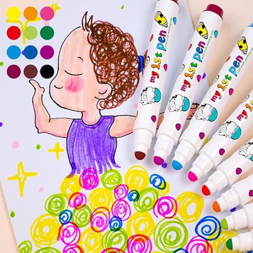 WDEC 12PCS Bingo Dabber Marker Pens, Dot Markers Stationary Bingo Marker Pens, Kid Bingo Dabbers, 12 Colours Pens for Bingo Tickets Games, Lotto Game Pen, Bingo Halls, and Family Fun