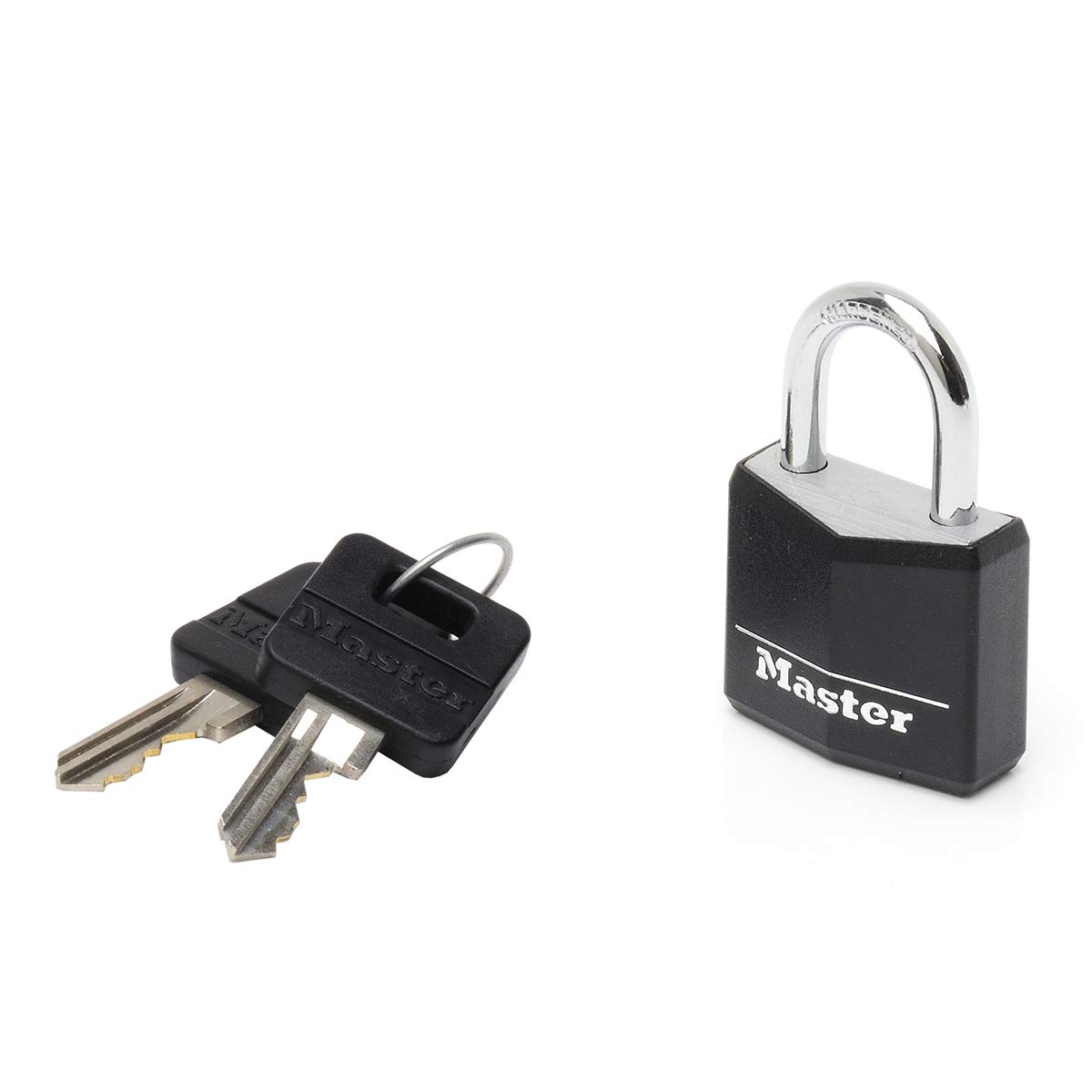 Master Lock 9130EURDBLK Key Padlock in Aluminium with Vinyl Cover, Black, 3 x 5,2 x 1,6 cm